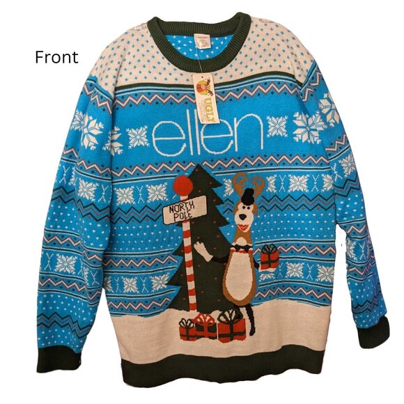 Official Ellen Show Ugly Christmas Sweater, Adult Size Large, NWT - Picture 1 of 4
